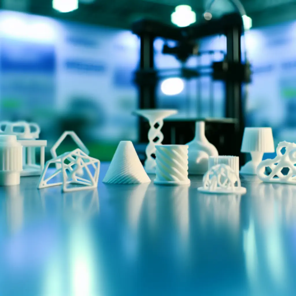 Elementy z tworzyw sztucznych wykonane w technologii druku 3D przedstawiające zakres usług firmy